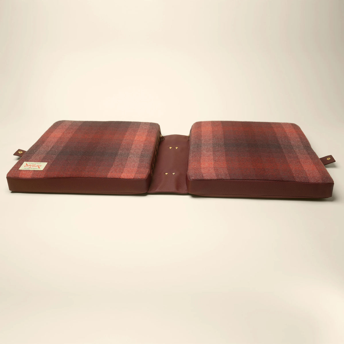 Studio Check tailgate cushion in red and black plaid, L'officina di LeRoy, made in LA