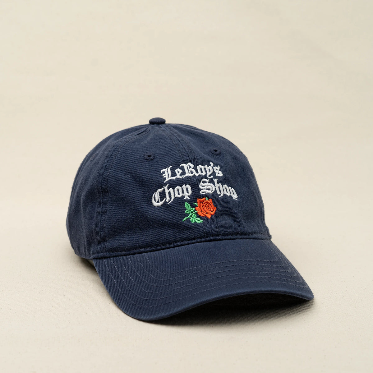 LeRoy's Chop Shop tricolor cap top-down view