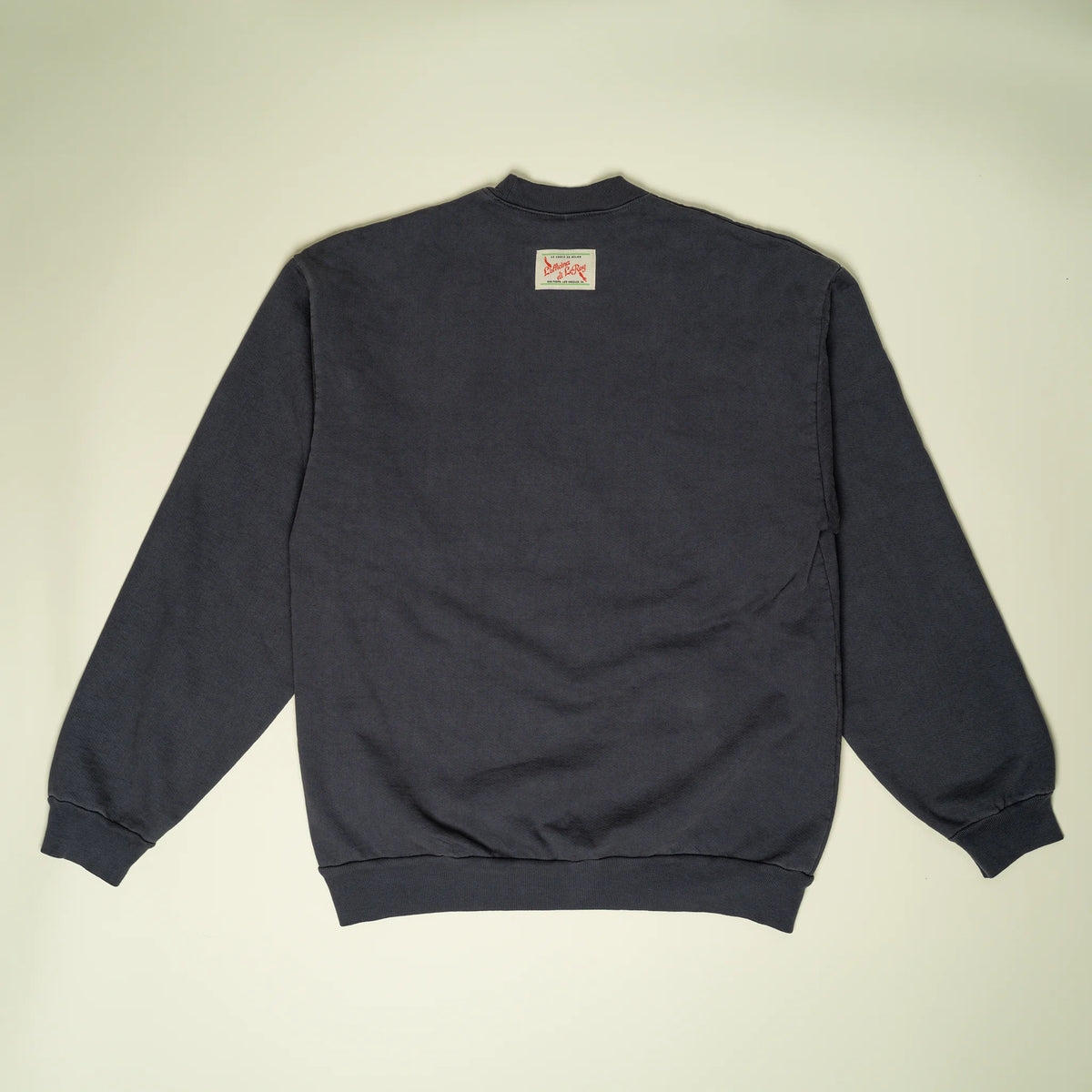 LeRoy's Chop Shop crewneck chest embroidery close-up