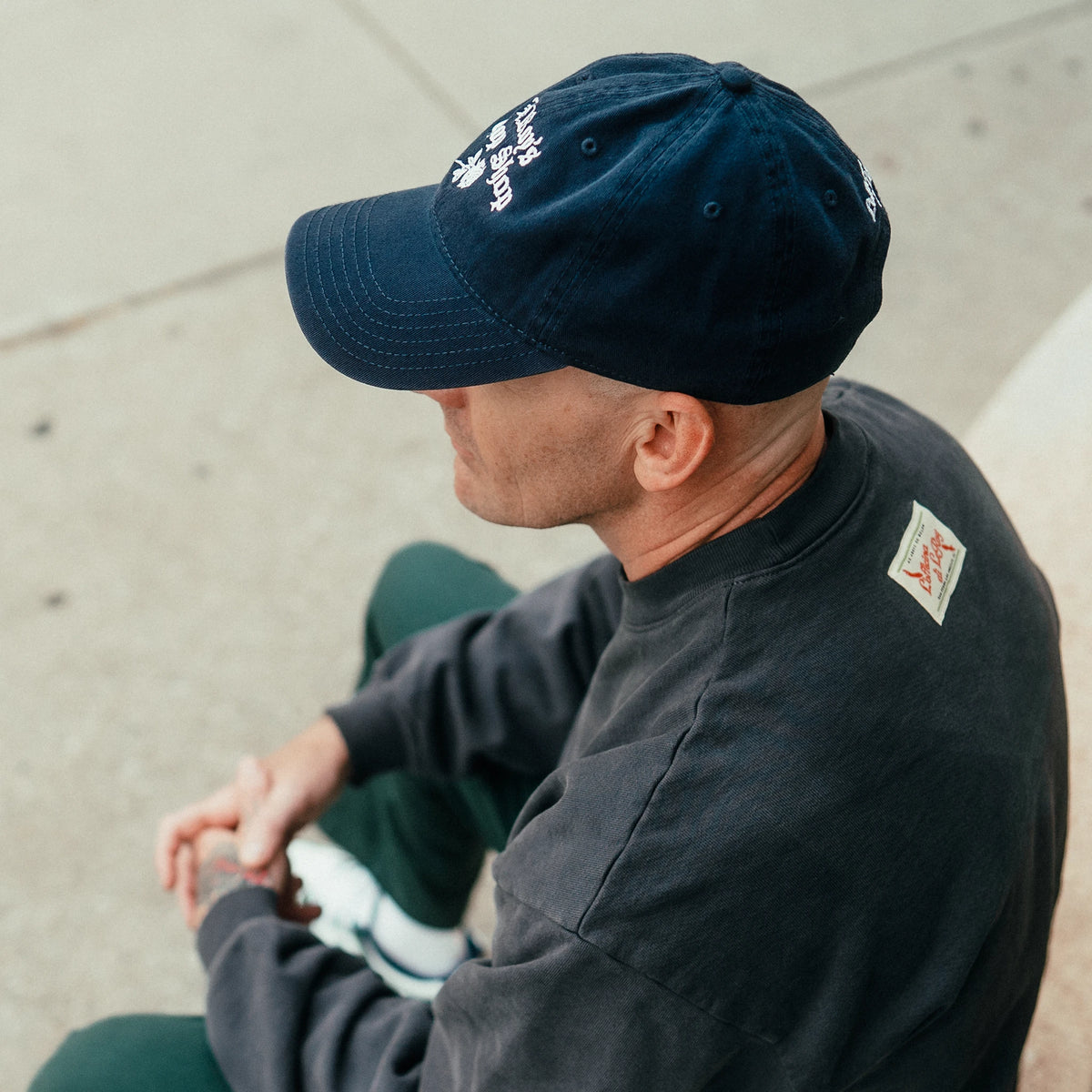 LeRoy's Chop Shop crewneck sleeve and cuff detail