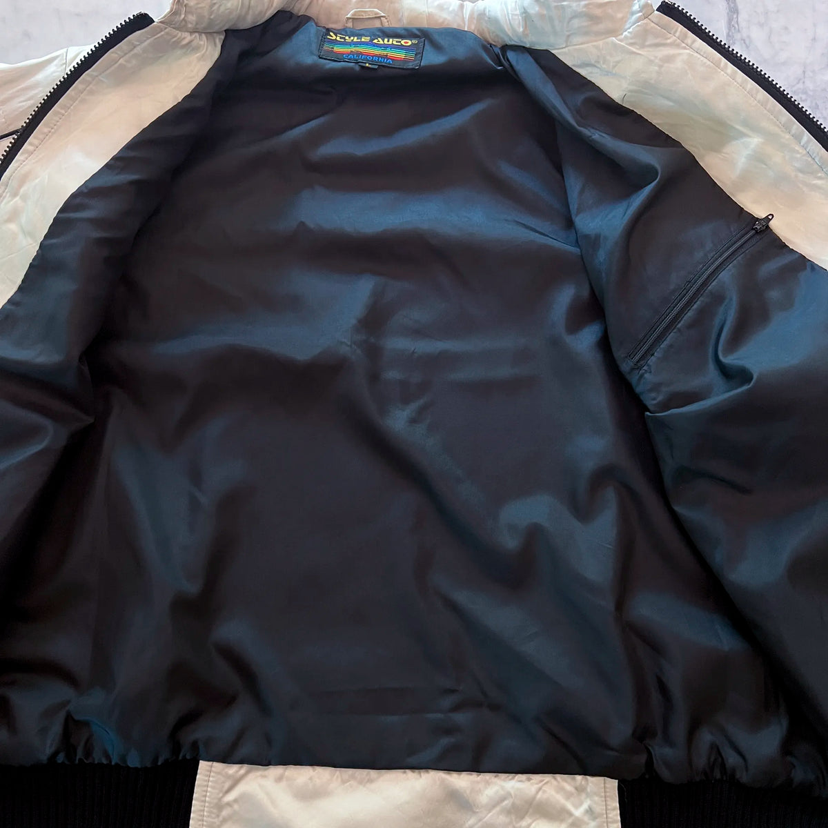 Vintage BMW Style Auto jacket three-quarter front view worn