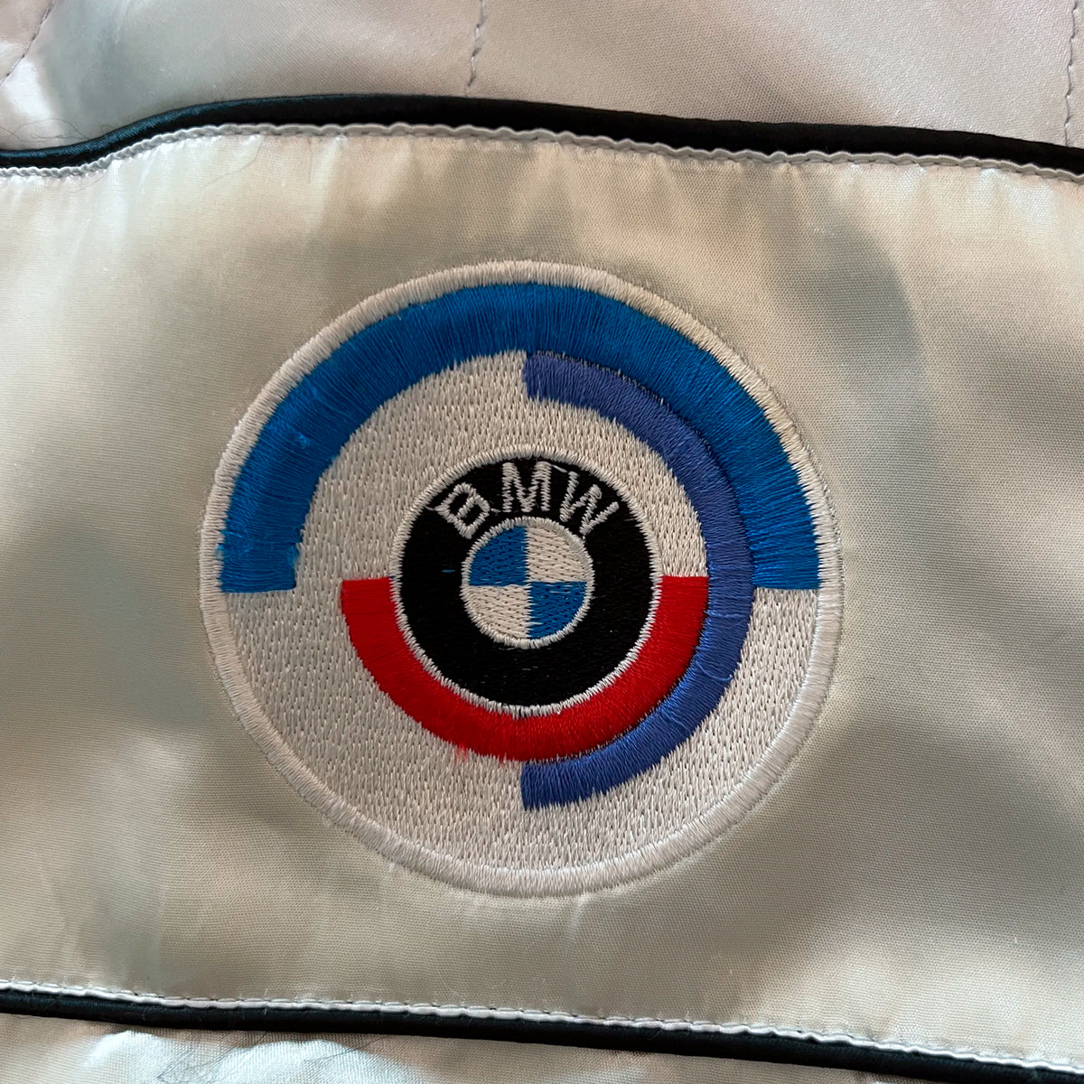 Vintage BMW Style Auto jacket three-quarter back view worn