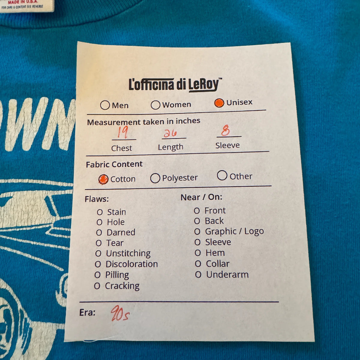 Vintage Touchdown Motors tee three-quarter view