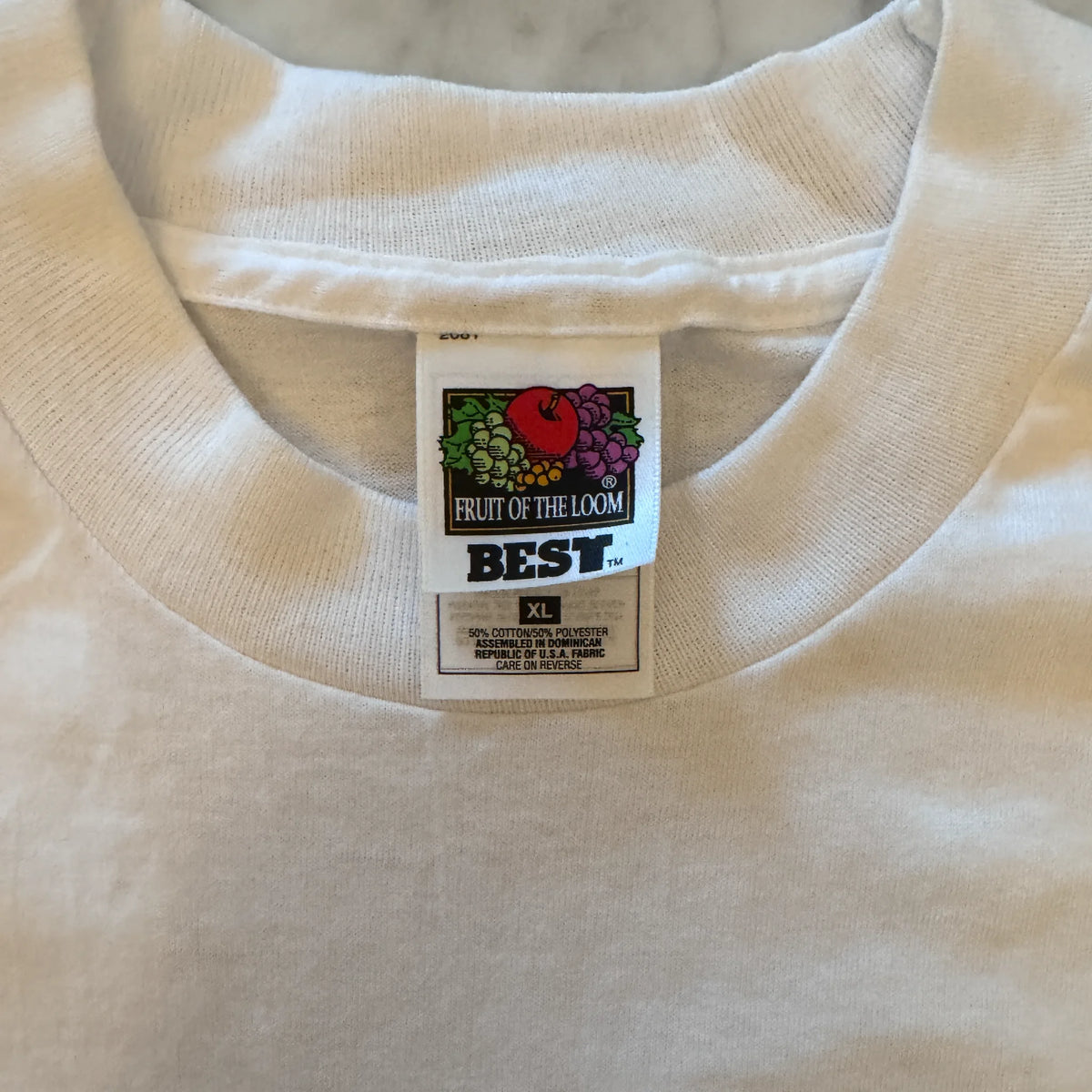 Vintage B&M Automotive tee collar and tag detail