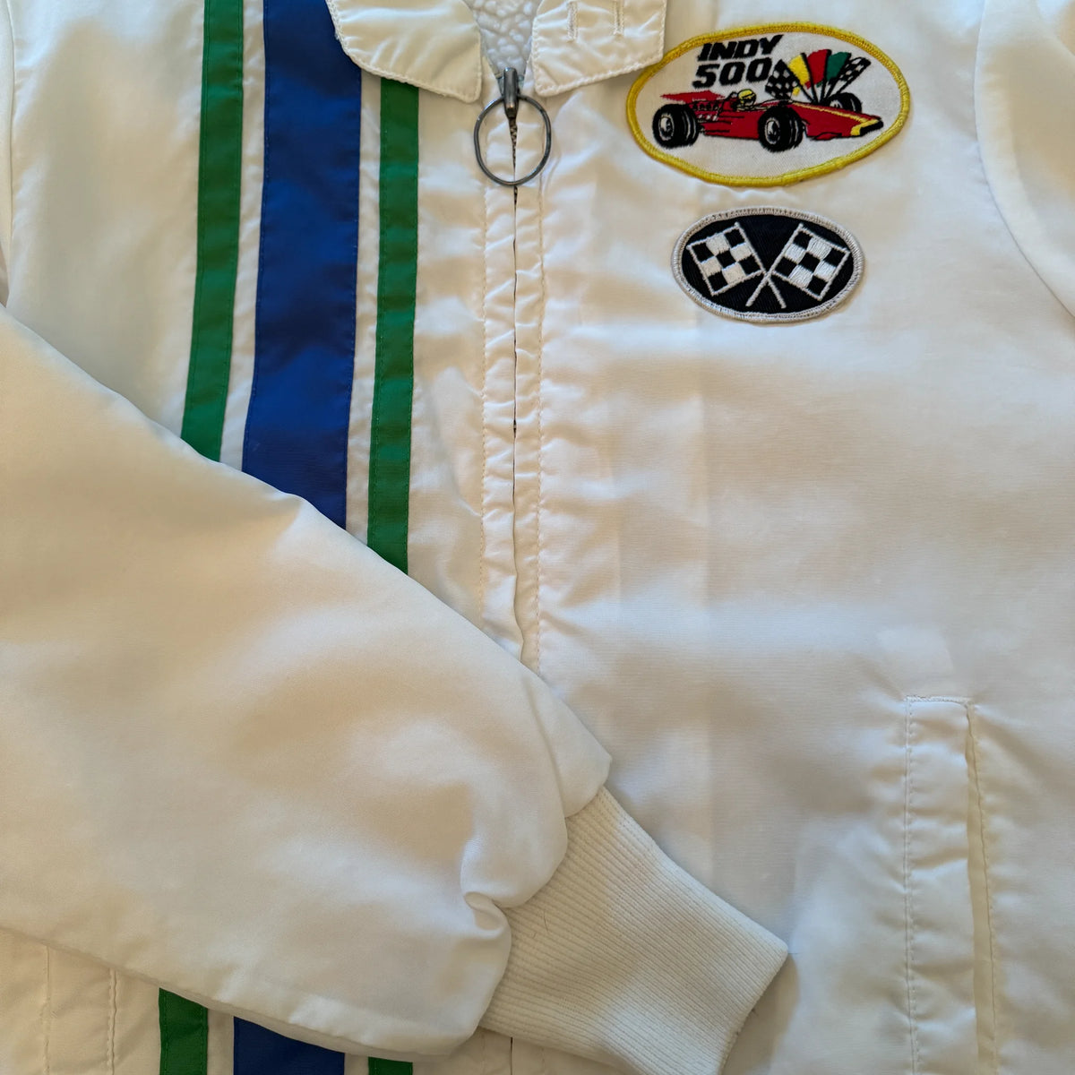 Vintage Indy 500 jacket interior fleece lining detail