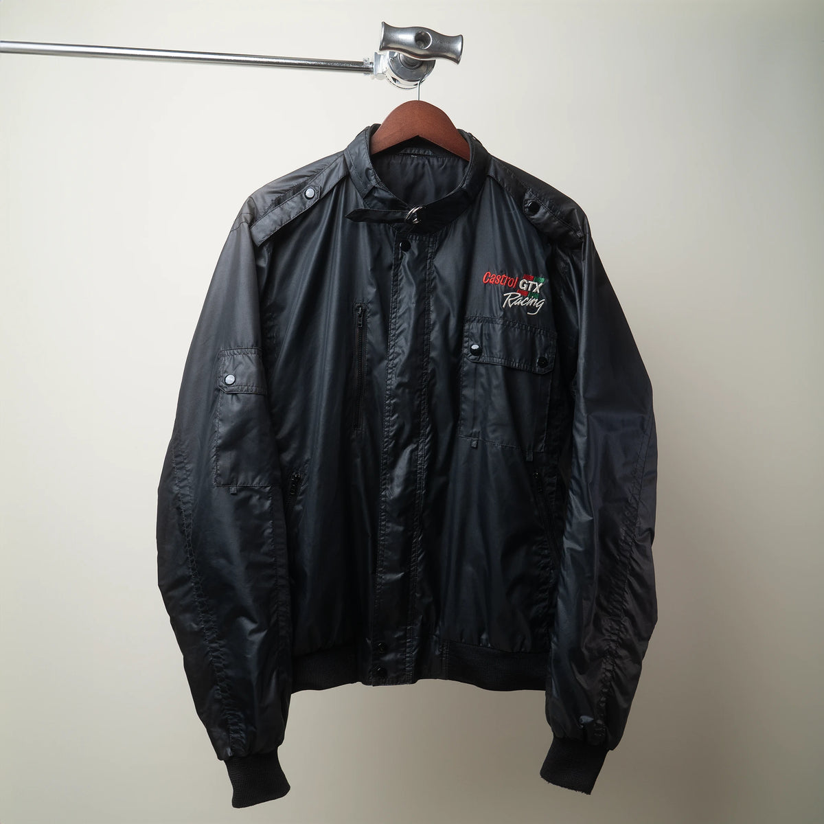 Vintage Castrol GTX Racing jacket in black with red chest logo, large, MV Sport
