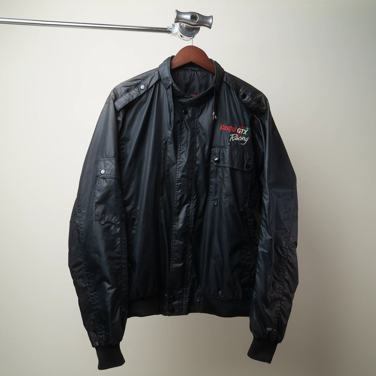 Vintage Castrol GTX jacket chest logo close-up