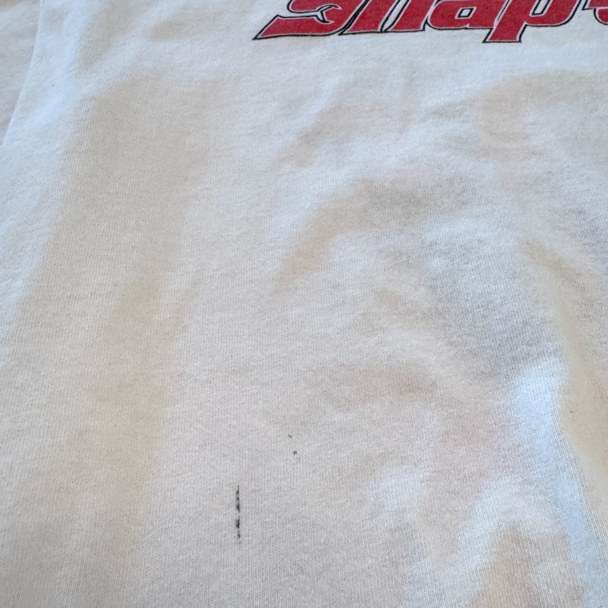 Vintage Snap-on tee laid flat showing collar and sleeve detail