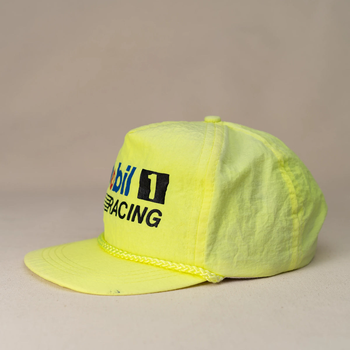 Vintage Mobil 1 Racing snapback back showing snapback closure