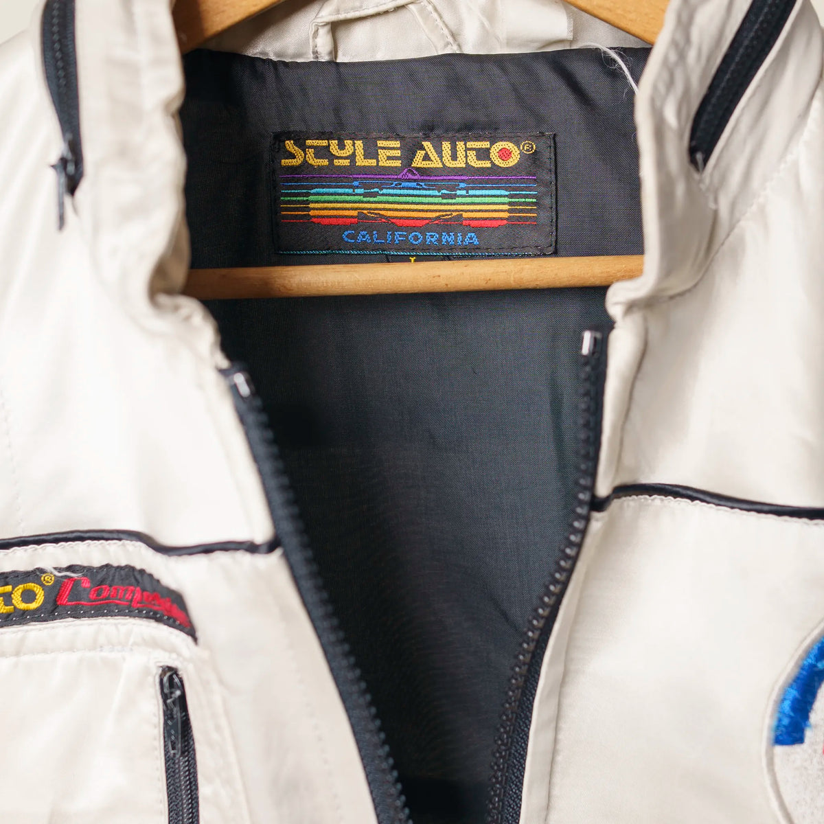 Vintage BMW Style Auto jacket interior lining detail