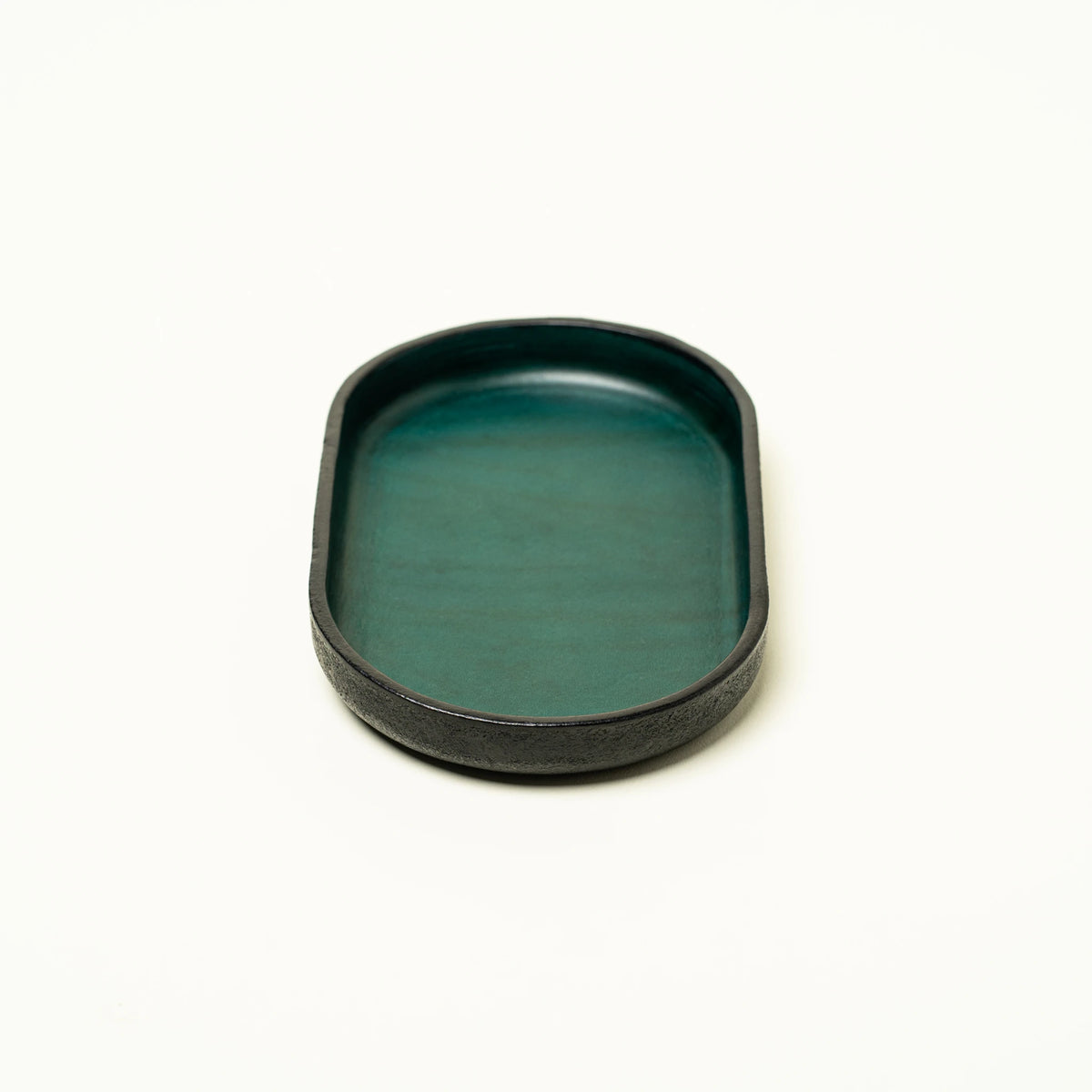 Vessel leather valet tray top-down view showing interior and form