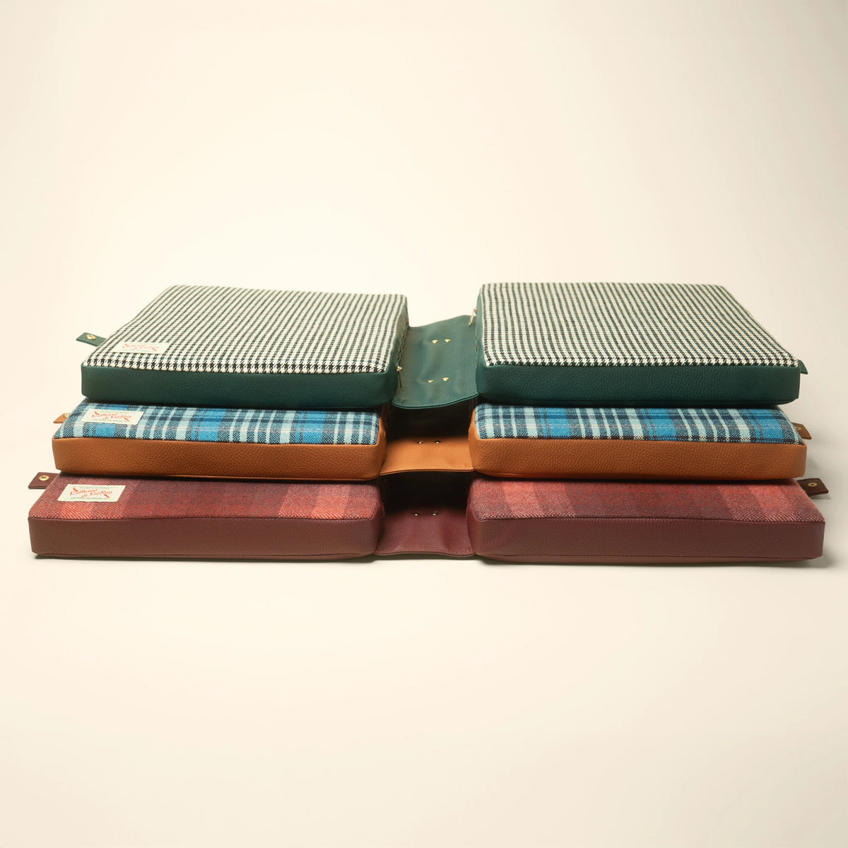 L'officina tailgate cushion collection flat lay, three colorways